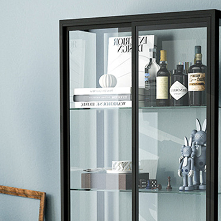 Industrial Metal Curio Cabinet Glass Doors Standard Display Cabinet for Living Room