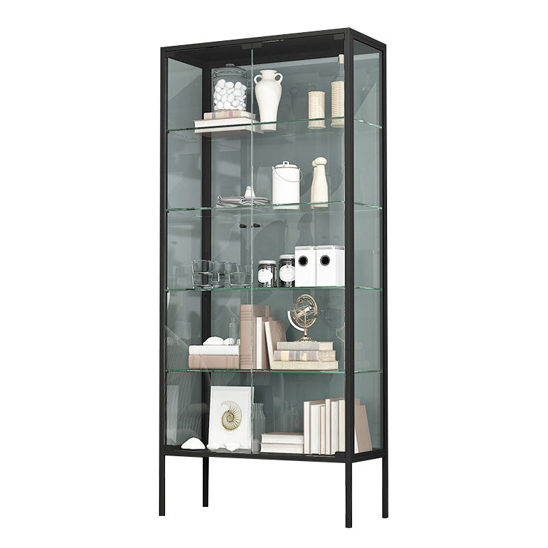 Industrial Metal Curio Cabinet Glass Doors Standard Display Cabinet for Living Room