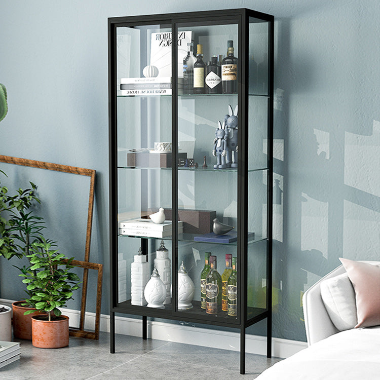 Industrial Metal Curio Cabinet Glass Doors Standard Display Cabinet for Living Room