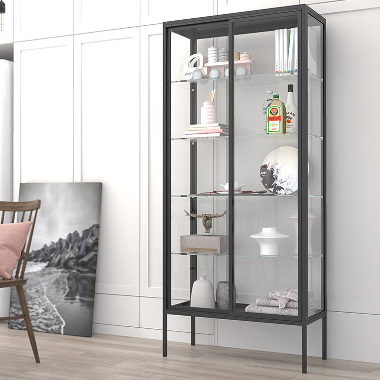 Industrial Metal Curio Cabinet Glass Doors Standard Display Cabinet for Living Room