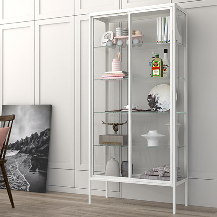 Industrial Metal Curio Cabinet Glass Doors Standard Display Cabinet for Living Room