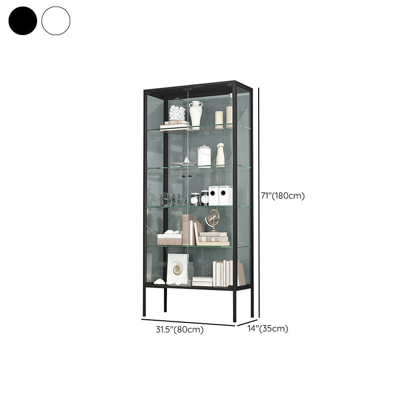 Industrial Metal Curio Cabinet Glass Doors Standard Display Cabinet for Living Room