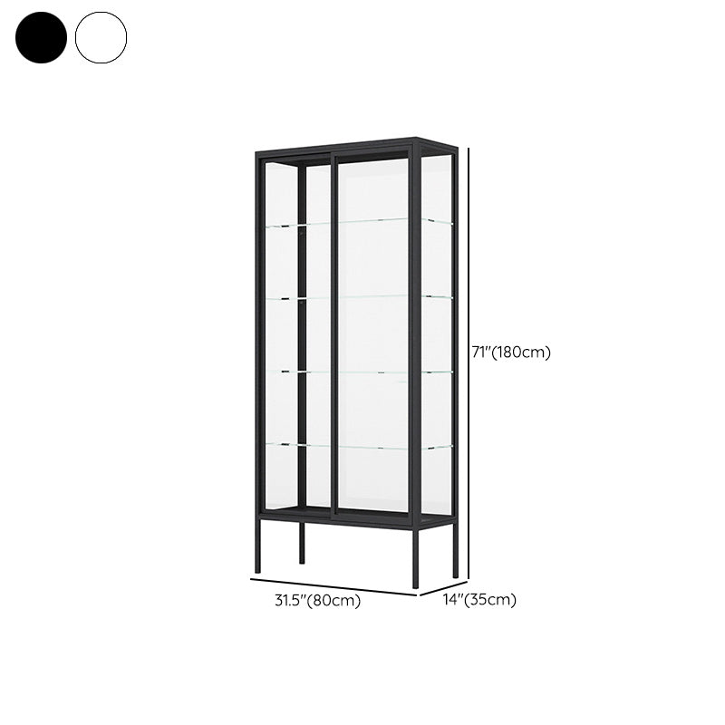 Industrial Metal Curio Cabinet Glass Doors Standard Display Cabinet for Living Room