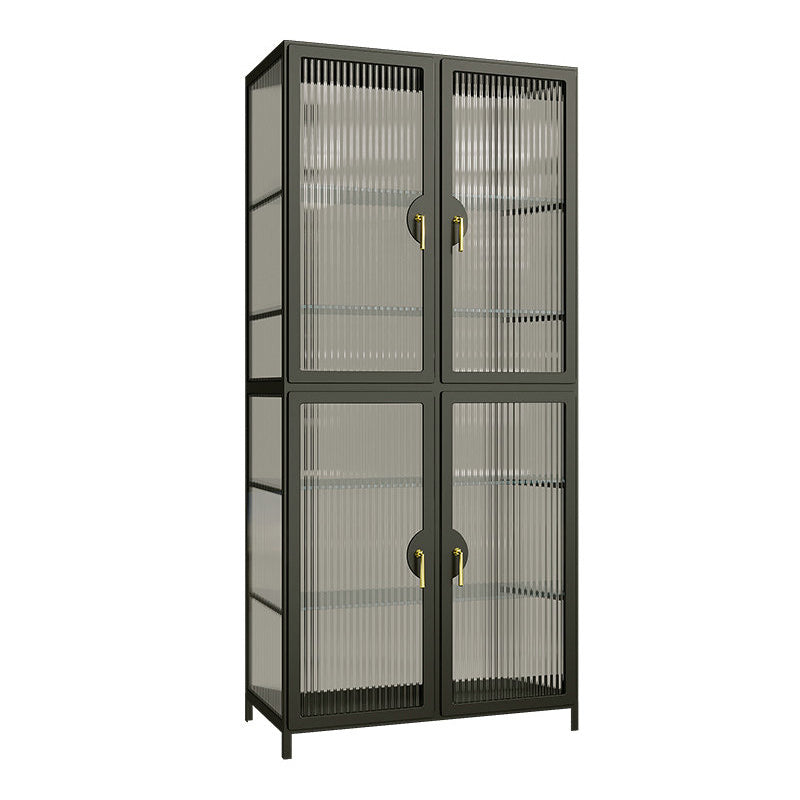 Modern Glass Doors Curio Cabinet Metal Storage Cabinet for Living Room