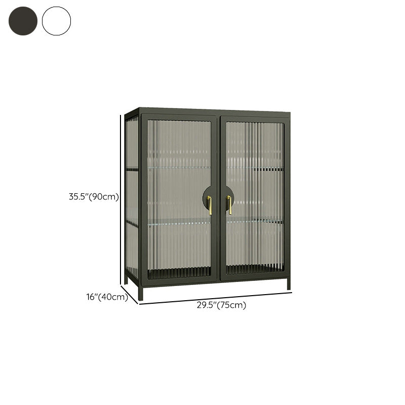 Modern Glass Doors Curio Cabinet Metal Storage Cabinet for Living Room