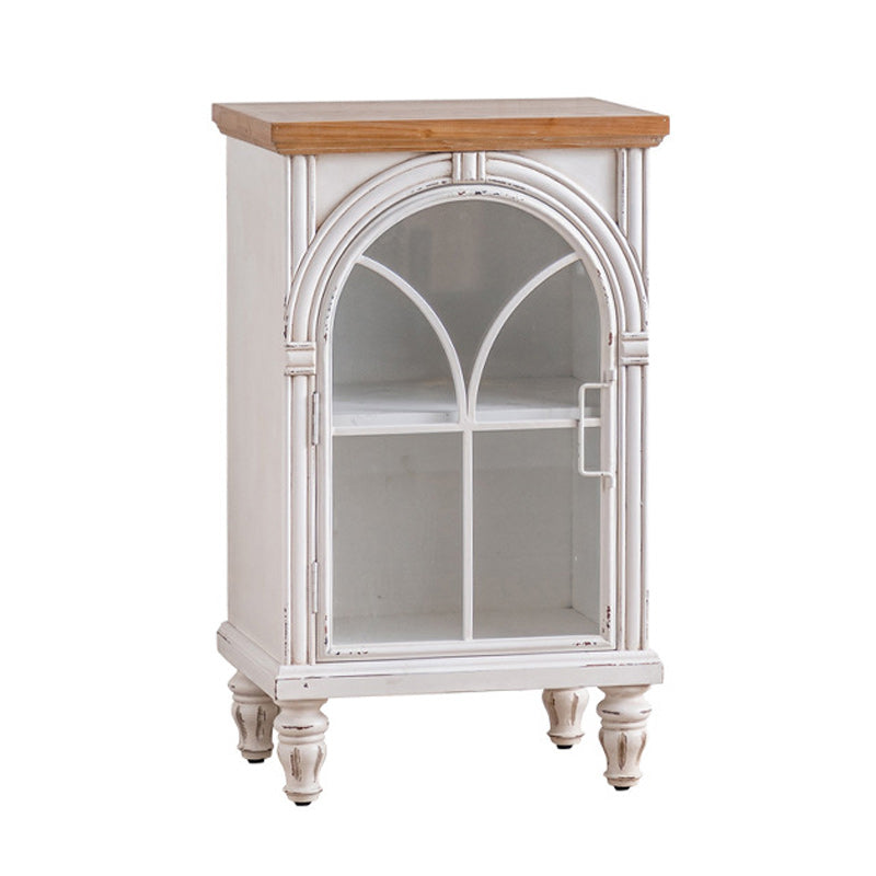 Traditional Pine Display Stand White Storage Cabinet for Living Room