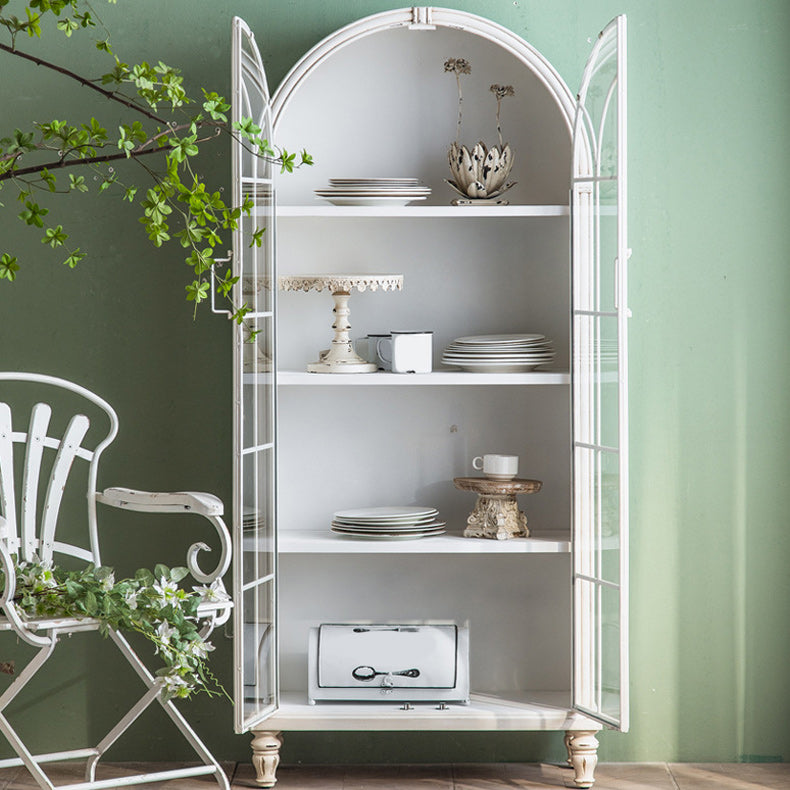 Traditional Pine Display Stand White Storage Cabinet for Living Room