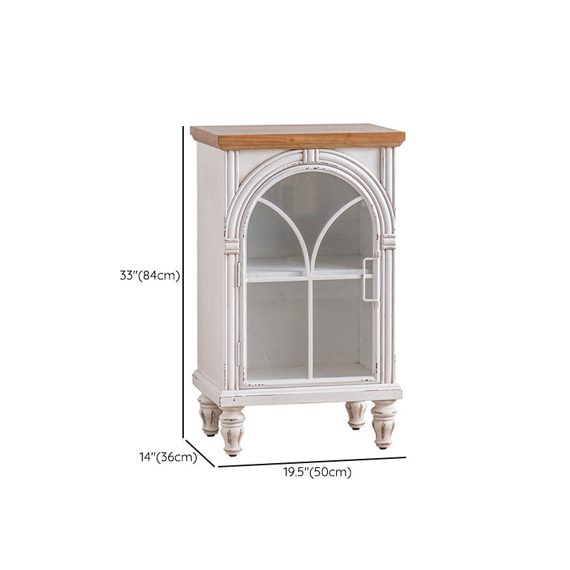 Traditional Pine Display Stand White Storage Cabinet for Living Room