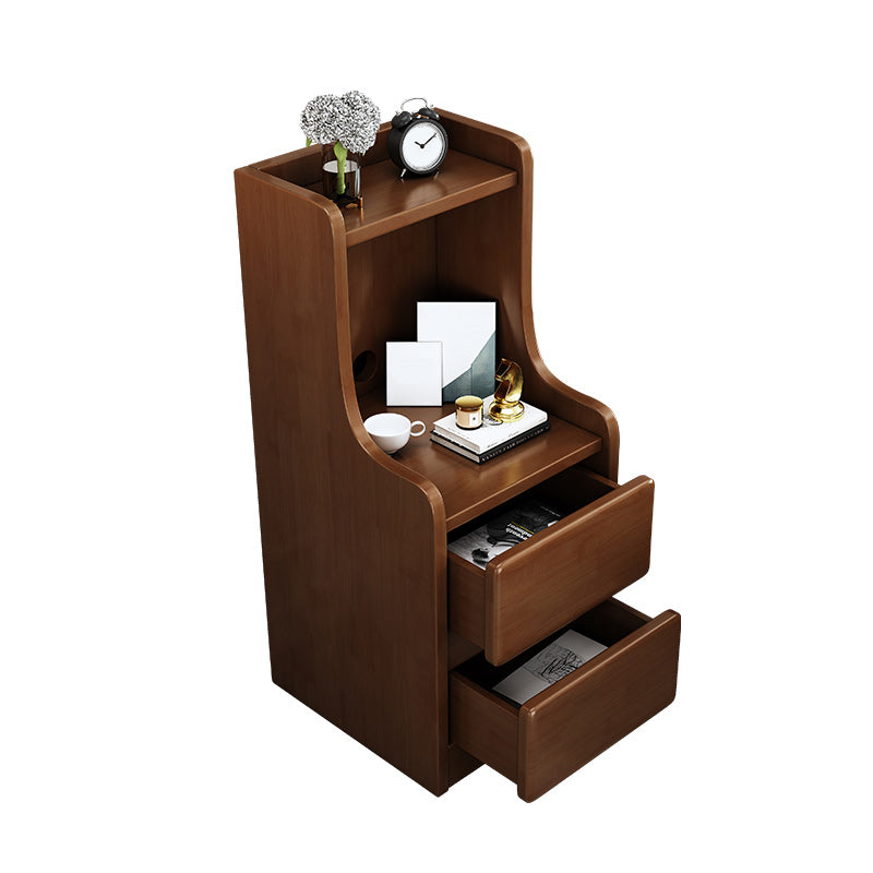 Solid Wood Nightstand Modern Bedside Cabinet with 2 Drawers for Living Room