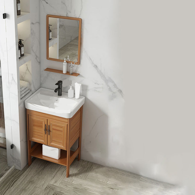 Contemporary Vanity Sink Wooden Mirror Cabinet Bathroom Space Saver Vanity