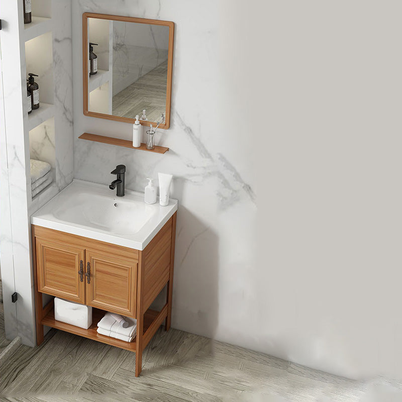 Contemporary Vanity Sink Wooden Mirror Cabinet Bathroom Space Saver Vanity