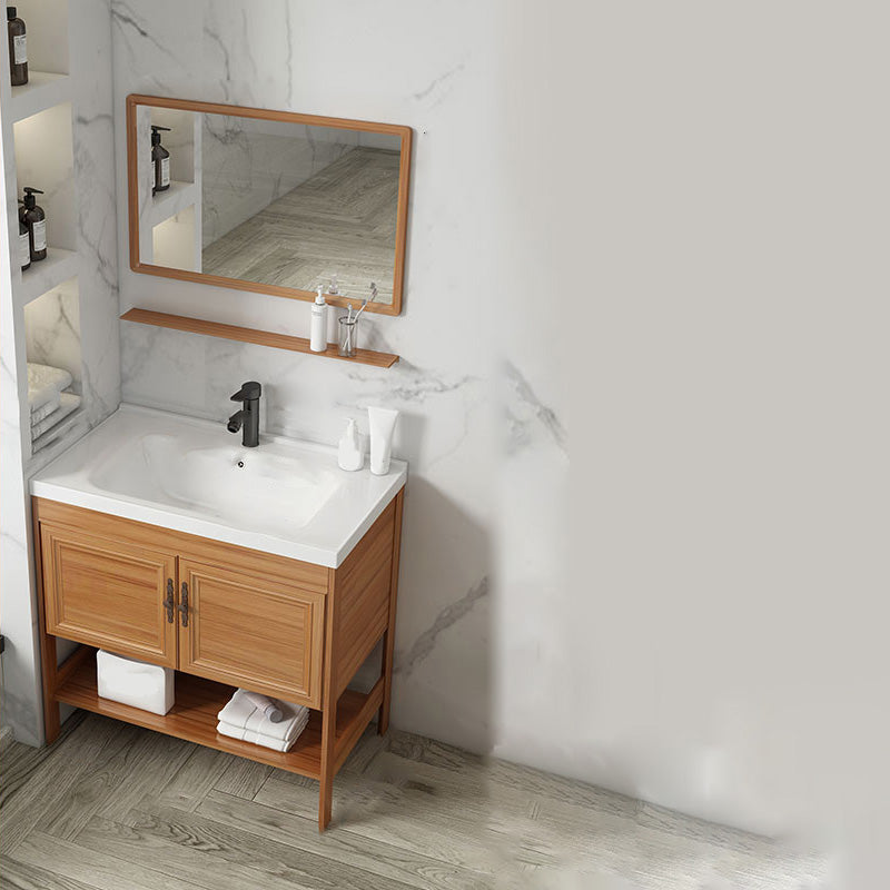 Contemporary Vanity Sink Wooden Mirror Cabinet Bathroom Space Saver Vanity