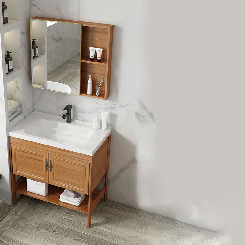 Contemporary Vanity Sink Wooden Mirror Cabinet Bathroom Space Saver Vanity