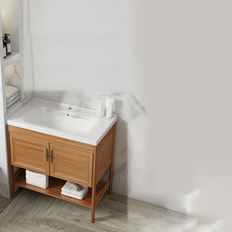 Contemporary Vanity Sink Wooden Mirror Cabinet Bathroom Space Saver Vanity