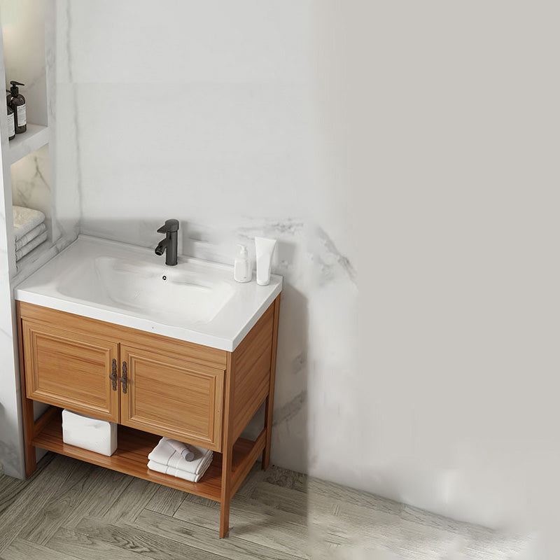 Contemporary Vanity Sink Wooden Mirror Cabinet Bathroom Space Saver Vanity