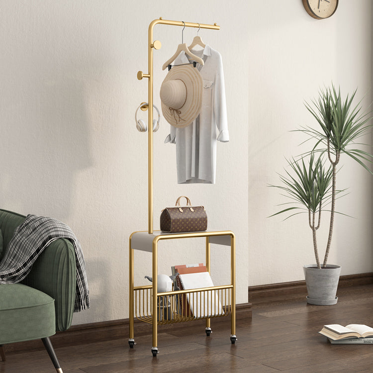 Modern Style Coat Rack Solid Color Free Standing Hooks Design Metallic Coat Hanger