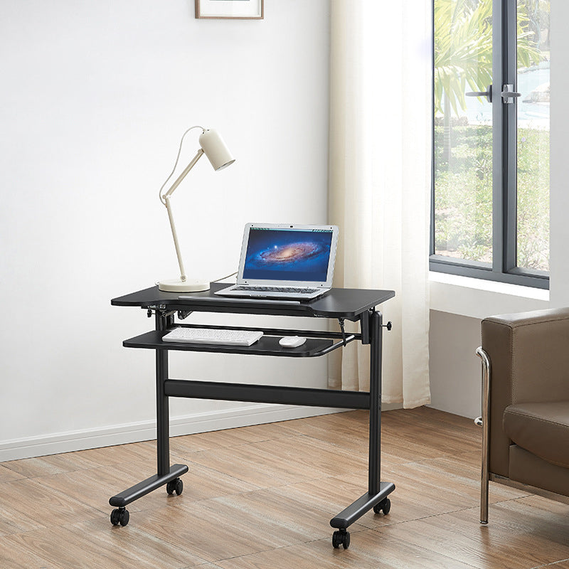 Folding Pedestal Office Desk Contemporary Writing Desk with Caster Wheels