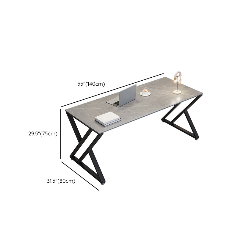 Industrial Rectangular Gaming Desk Antique Finish Computer Desk with Metal Legs