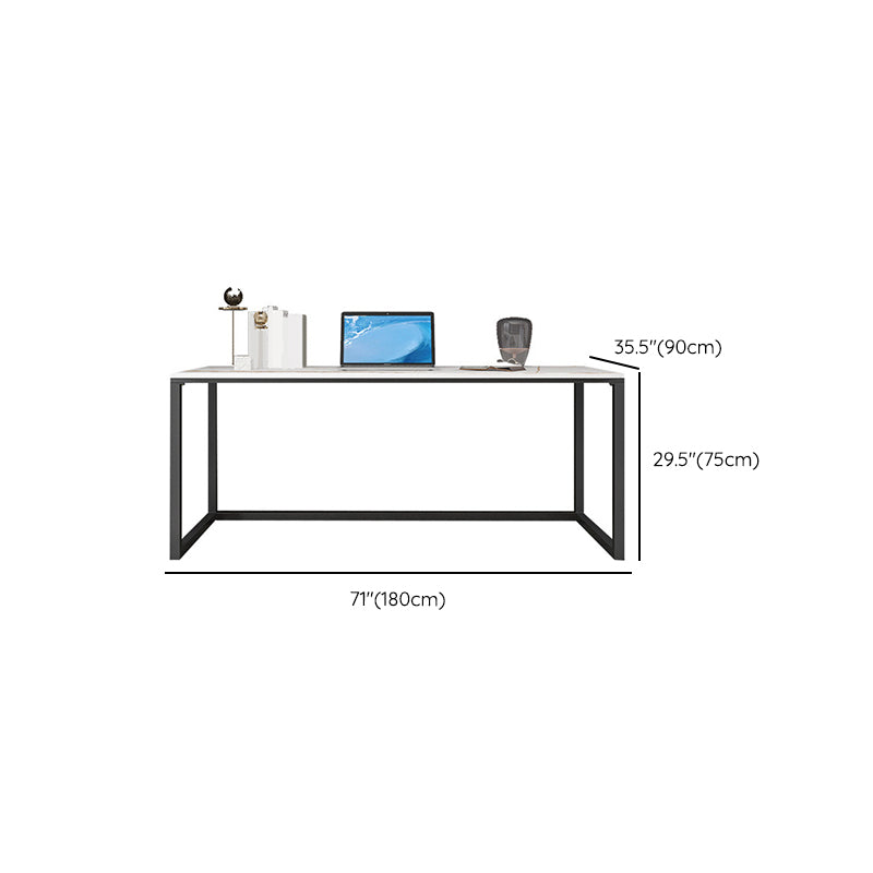 Modern Stone Writing Desk 29.53" Tall Rectangular Office Desk with Iron Legs