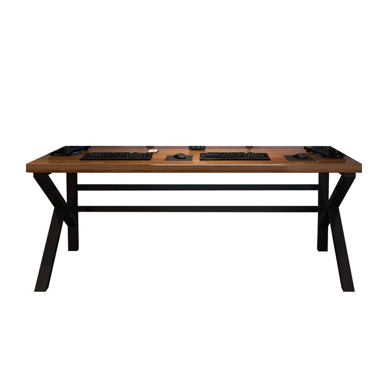 Contemporary Computer Desk Home Solid Wood Office Desk with Black Legs