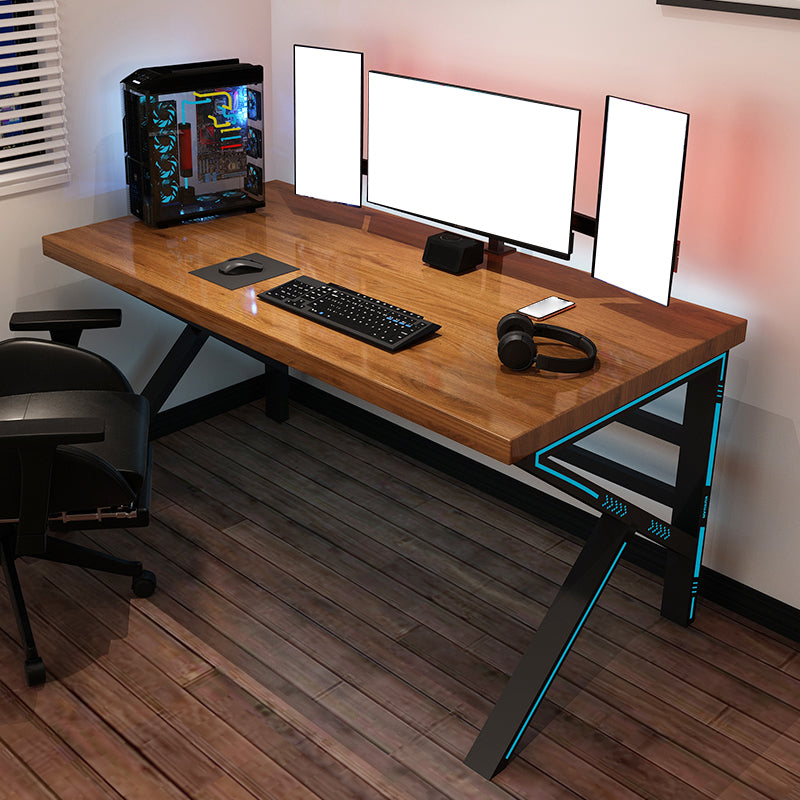 Contemporary Computer Desk Home Solid Wood Office Desk with Black Legs