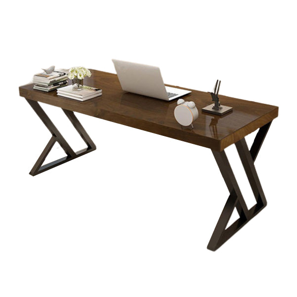 Wooden Writing Desk Rectangular Industrial Office Desk with Metal Legs