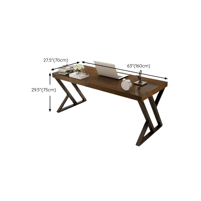 Wooden Writing Desk Rectangular Industrial Office Desk with Metal Legs