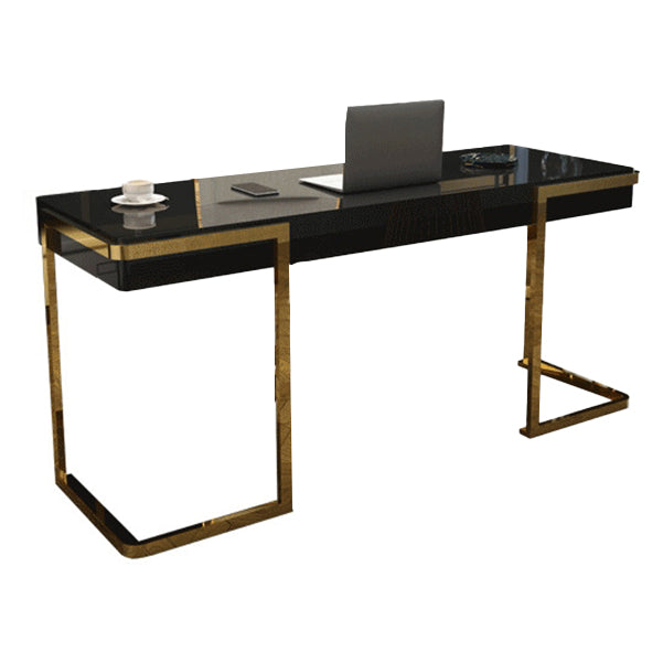 1-drawer Glam Office Desk Antique Finish Computer Desk with Metal Legs