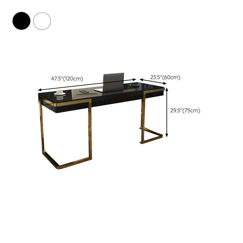 1-drawer Glam Office Desk Antique Finish Computer Desk with Metal Legs