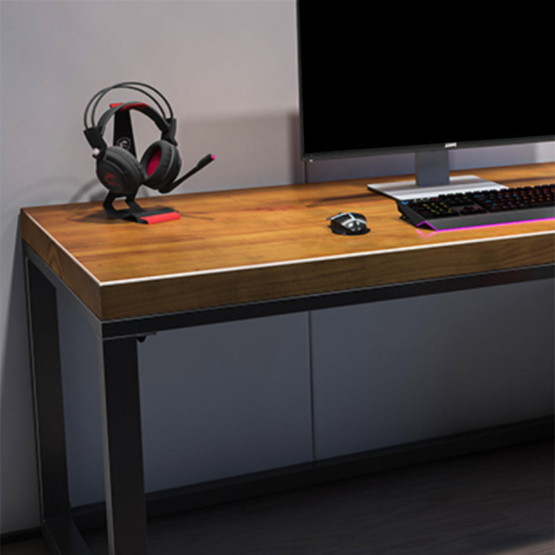 Industrial Wood Computer Desk Sled Rectangular Gaming Desk with Metal Legs