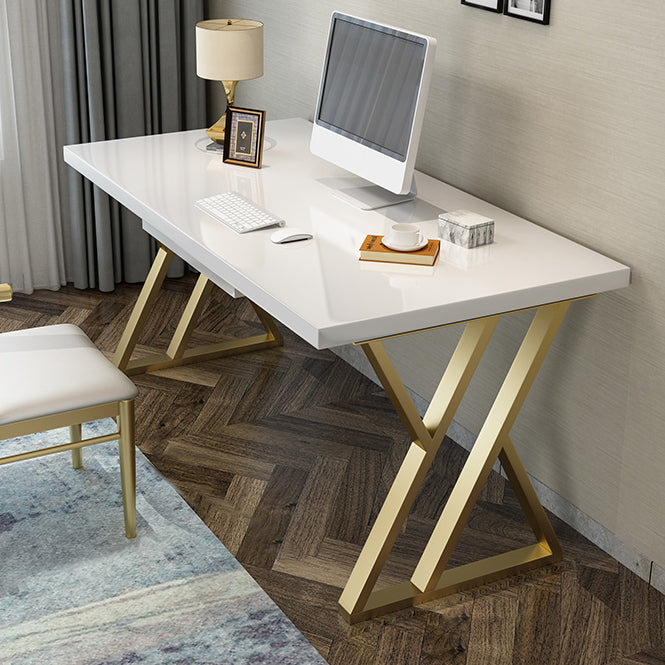 Glam Solid Wood Office Desk 29.53" Tall Rectangular Writing Desk