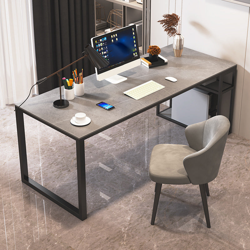 Contemporary Rectangular Computer Desk Stone Office Desk with Legs