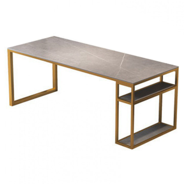 Contemporary Rectangular Computer Desk Stone Office Desk with Legs