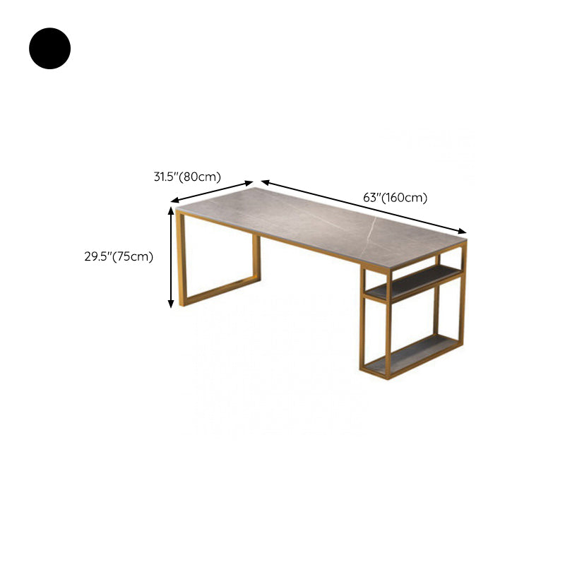 Contemporary Rectangular Computer Desk Stone Office Desk with Legs