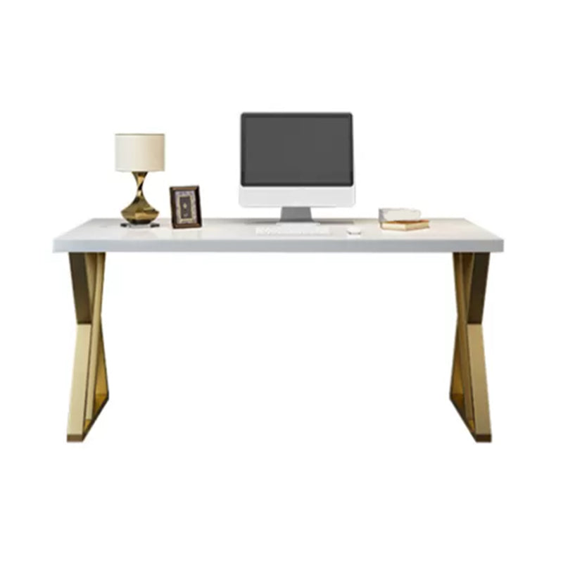 Glam Rectangular Writing Desk 29.53" Tall Solid Wood Office Desk