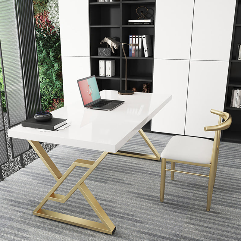 Glam Rectangular Writing Desk 29.53" Tall Solid Wood Office Desk