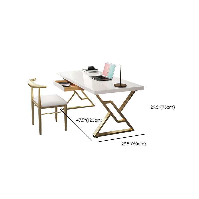 Glam Rectangular Writing Desk 29.53" Tall Solid Wood Office Desk