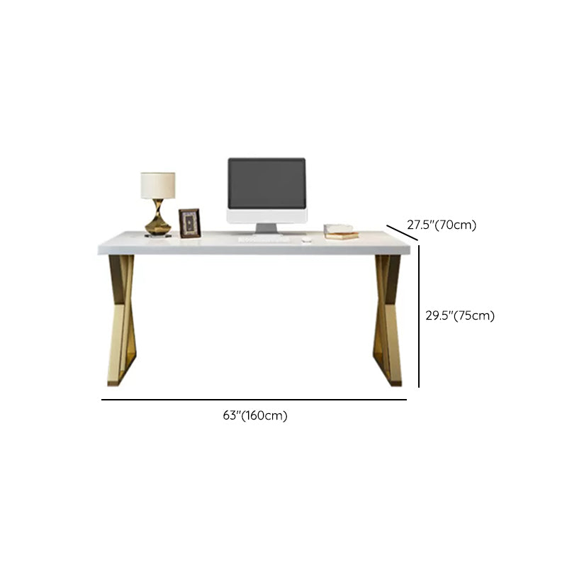 Glam Rectangular Writing Desk 29.53" Tall Solid Wood Office Desk