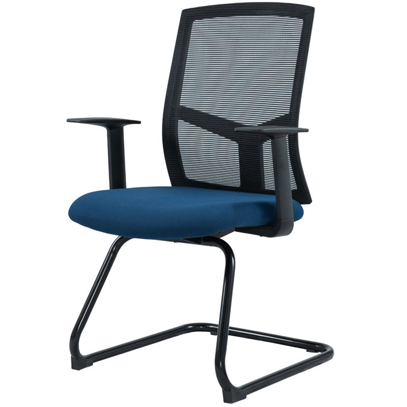 Modern Office Chair No Wheels Fixed Arms Upholstered No Distressing Desk Chair