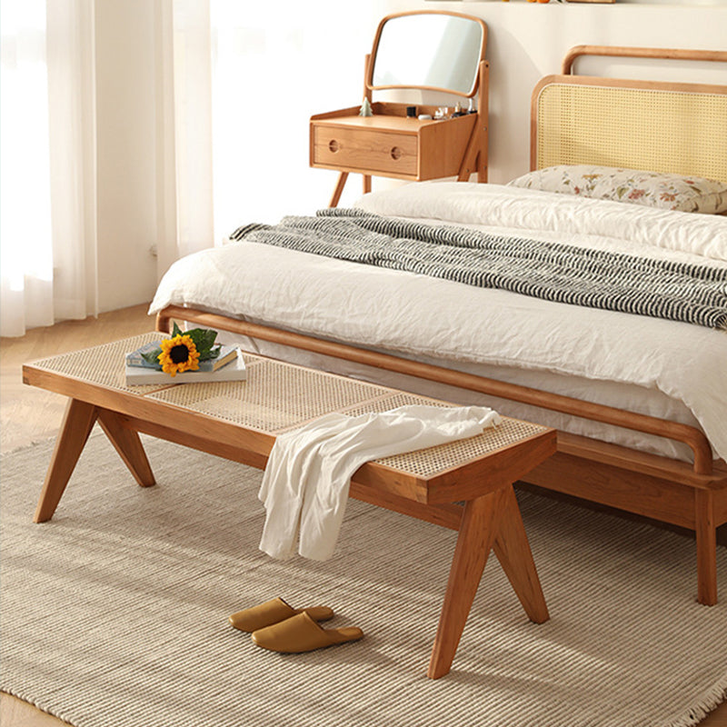 14.82-inch Width Tropical Bench Solid Wood Rectangle Bedroom Seating Bench