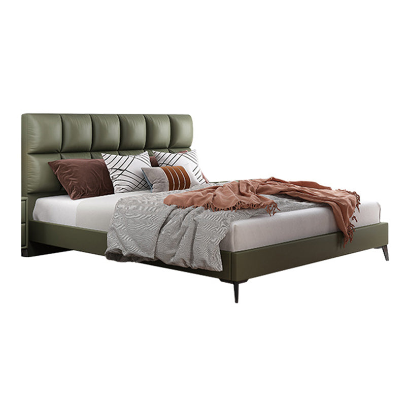 Modern Bed Upholstered Headboard Standard Bed with Metal Legs