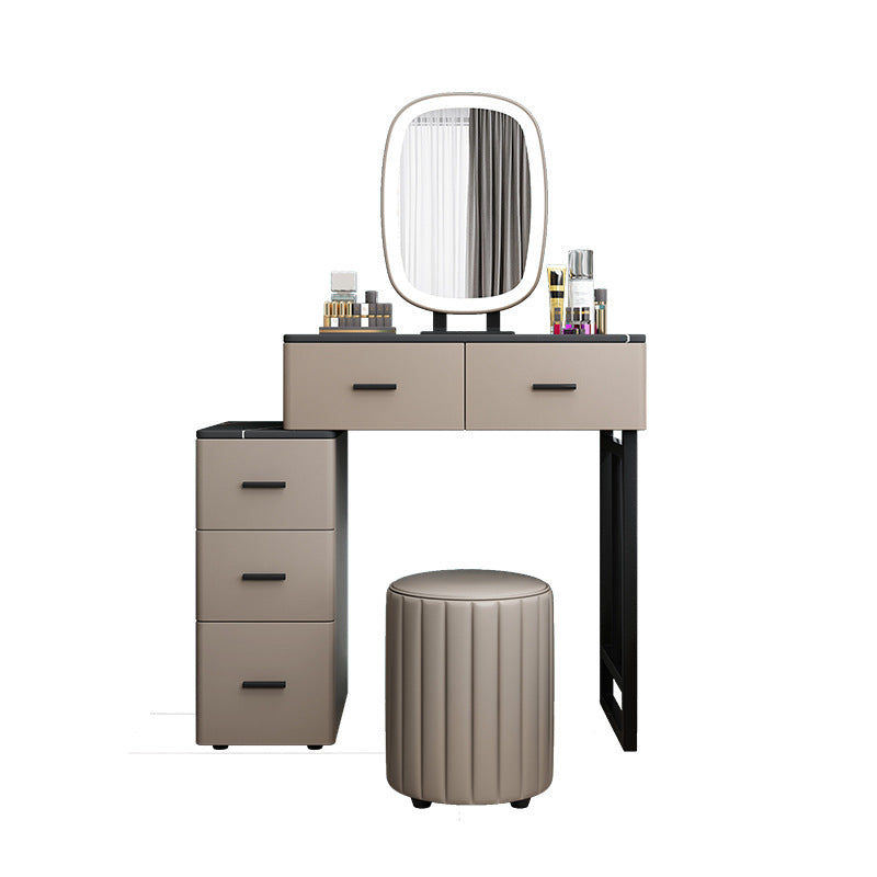 Mirrored Vanity Table and Stool Set 16.14" Wide Stone Top Vanity Desk