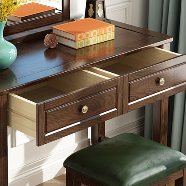 Vanity Set with 2 Storage Drawers 18.42" Wide Dresser with Mirror and Padded Stool