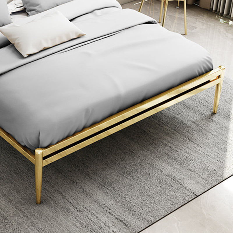 Glam Open-Frame Bed Foam Rectangular Standard Bed with Custom Gold Leg