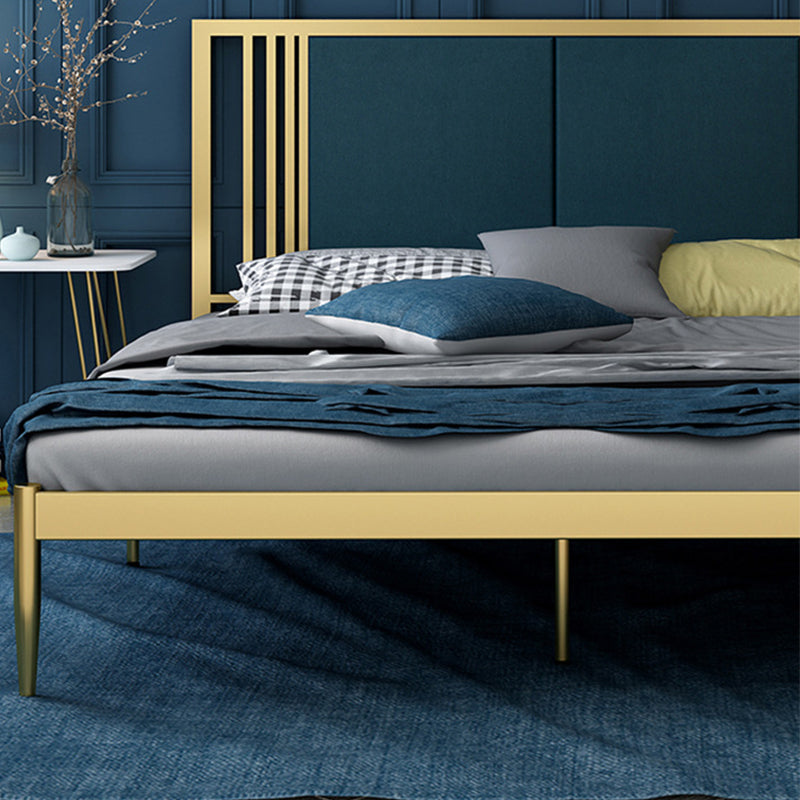 Glam Metal Standard Bed Rectangular Bed with Custom Gold Leg