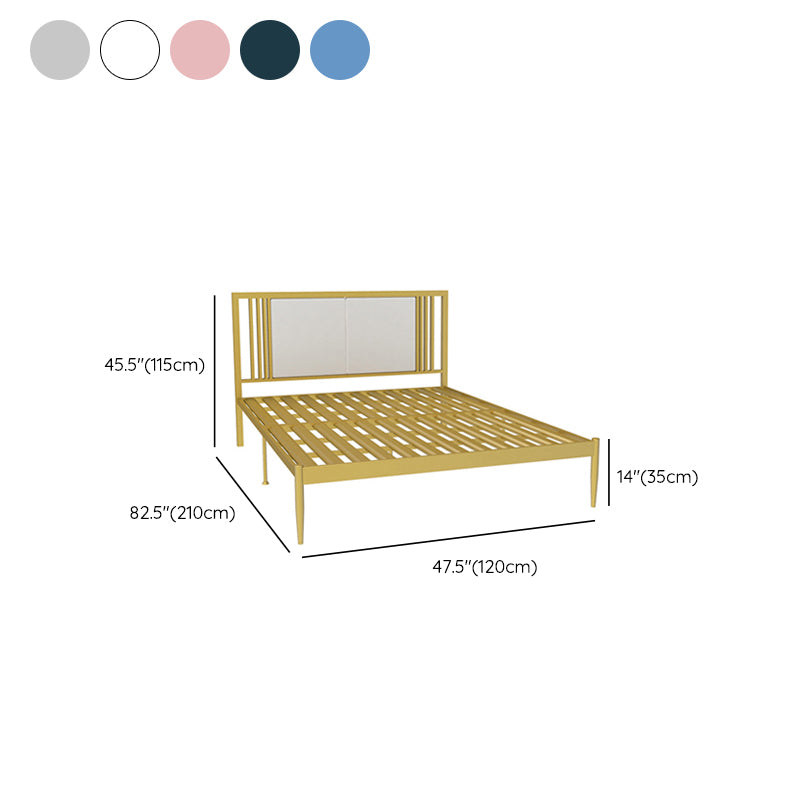 Glam Metal Standard Bed Rectangular Bed with Custom Gold Leg