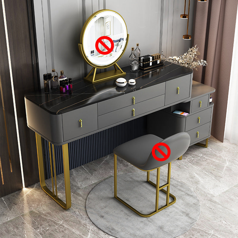 Glam Stone Vanity Tables 15.74" Wide Makeup Table with 7 Storage Drawers