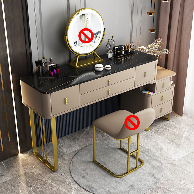 Glam Stone Vanity Tables 15.74" Wide Makeup Table with 7 Storage Drawers