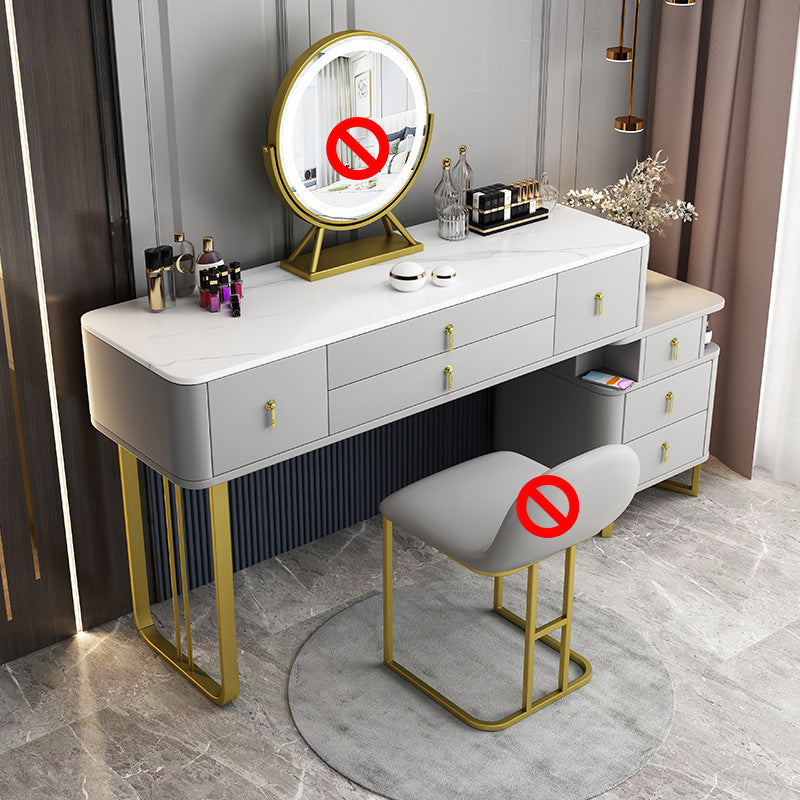 Glam Stone Vanity Tables 15.74" Wide Makeup Table with 7 Storage Drawers