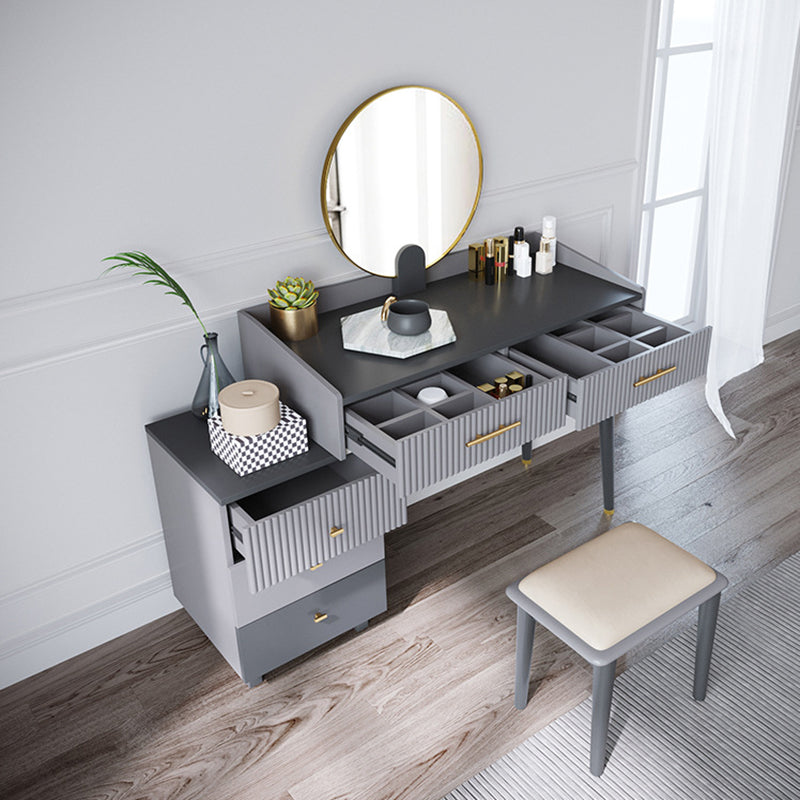 Gray Makeup Table with 5 Storage Drawers 19.68" Wide Vanity Tables